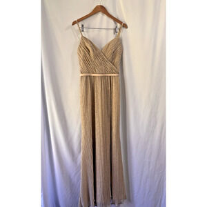 ALLURE BRIDALS Womens Bridesmaid Prom Gold Evening Occasion Dress 10 70s Disco